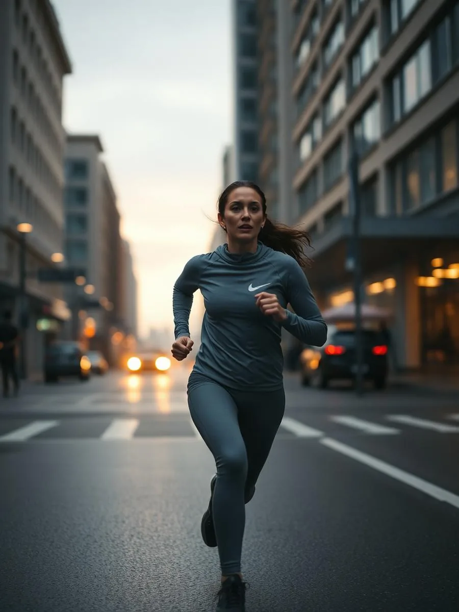 Runner in città all'alba